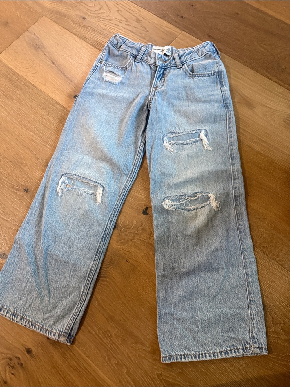 abercrombie kids Light Wash Distressed Relaxed Jeans